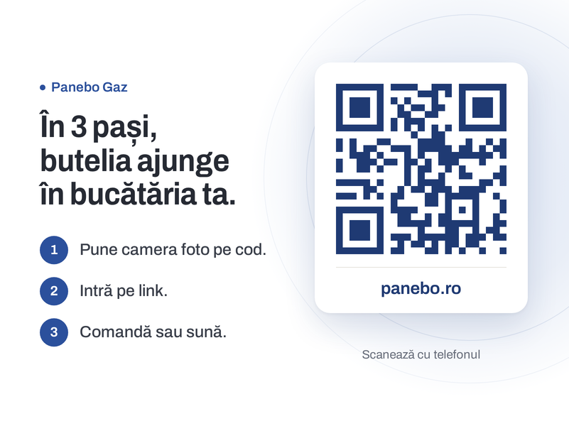 Codul QR Panebo Gaz pentru comanda buteliei în 3 pași